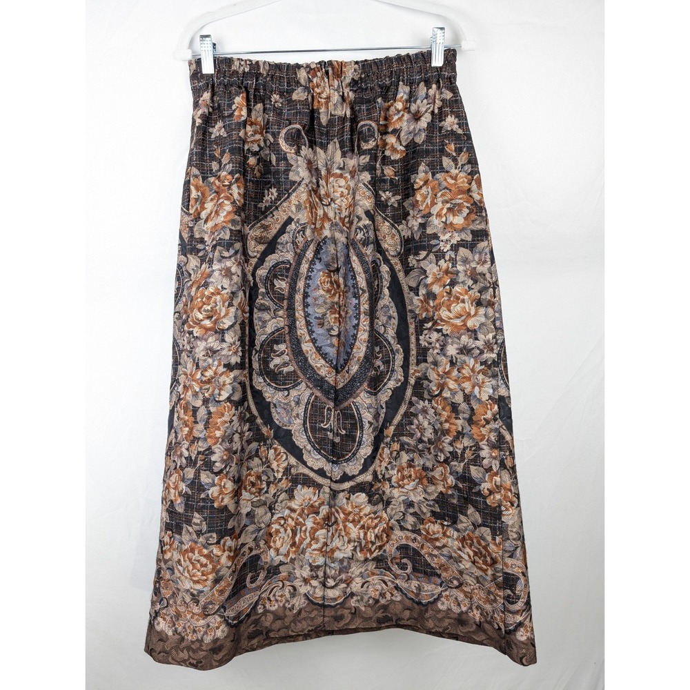 Vintage Y2K Floral Maxi Skirt Size 18 Brown Paisley Boho Indie Sleaze Grunge - Picture 5 of 10